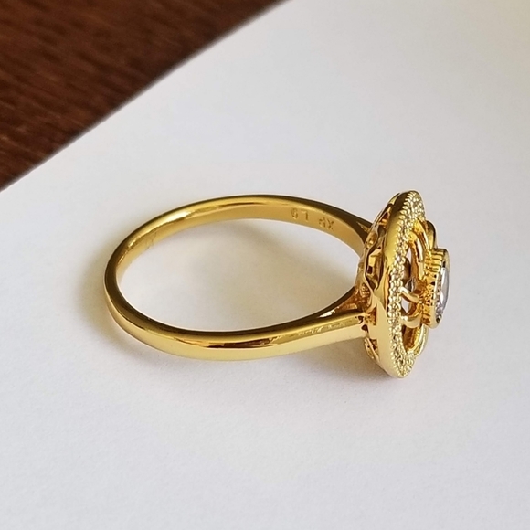 New 18K Gold Plated Diamond Circle Sun Ring for Women - Picture 8 of 8